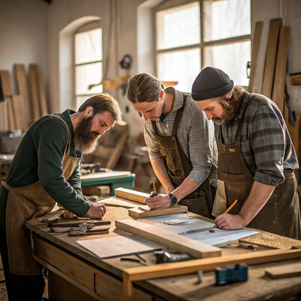 Team of artisans working together.